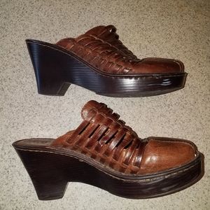 Born slip on wedge heels